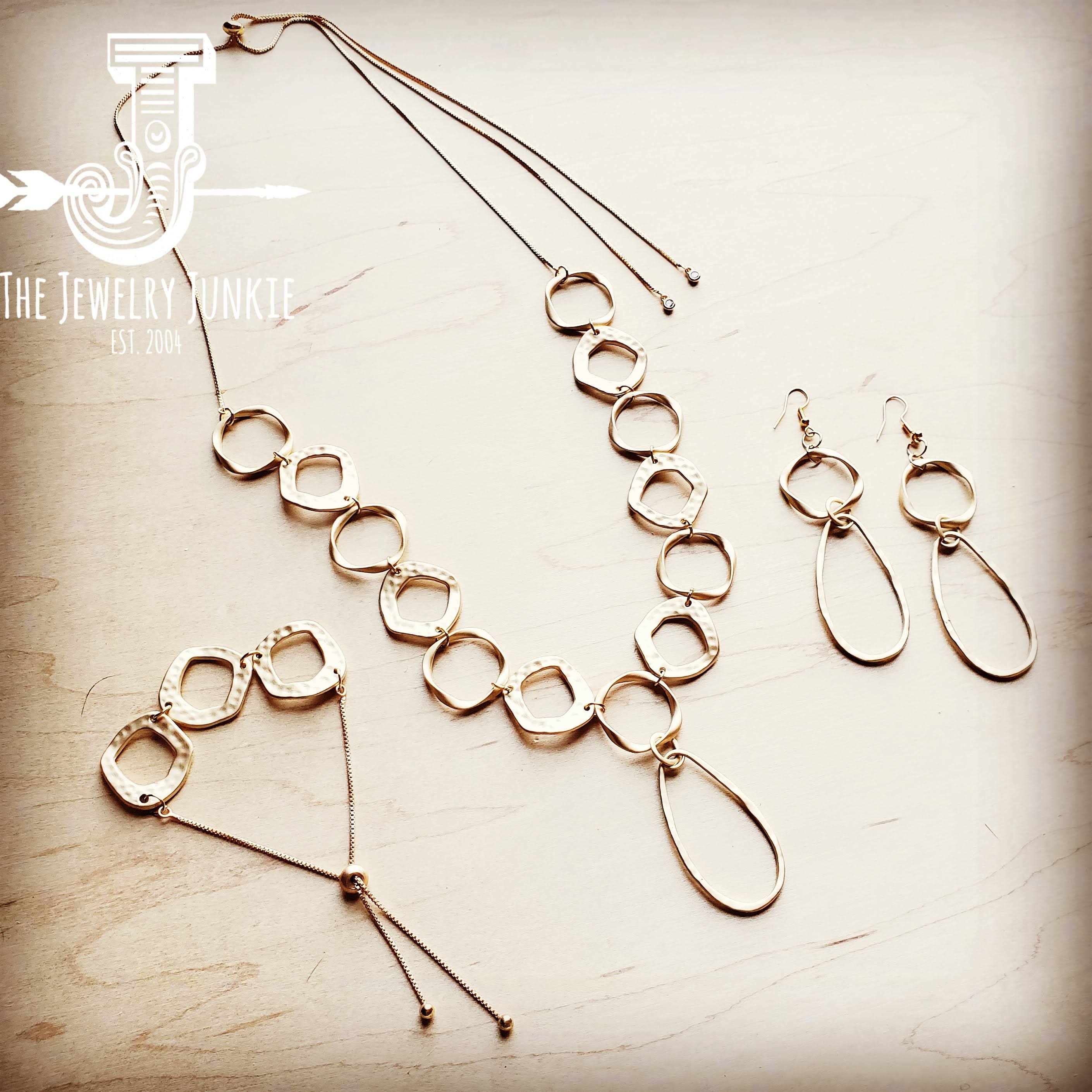 Matte Gold Hoop w/ Oval Hoop Drop Earring