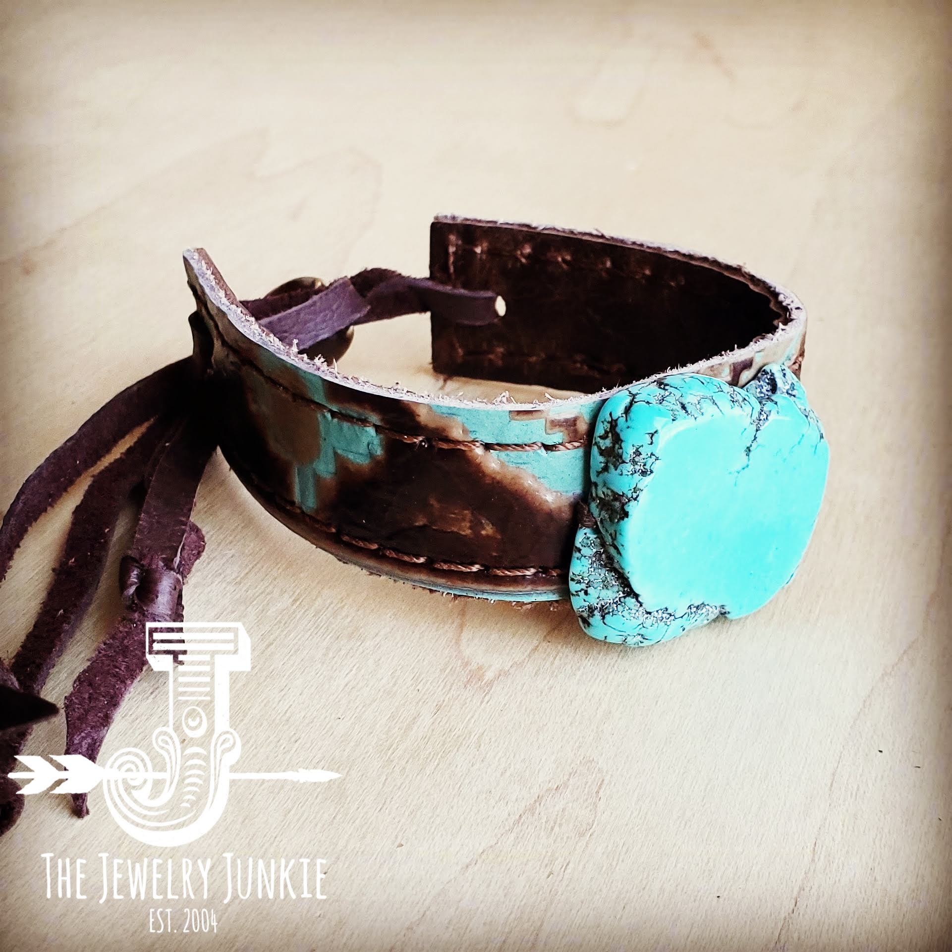 Leather turquoise hotsell cuff bracelet