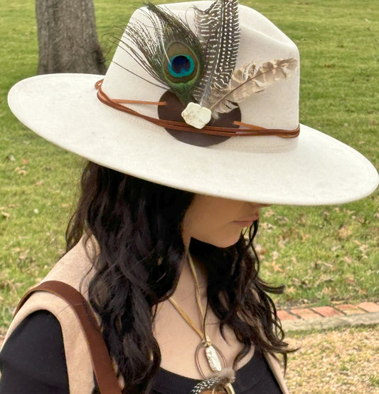 Trending NOW!  Natural Feather Hat Bands with Turquoise and Leather Accents