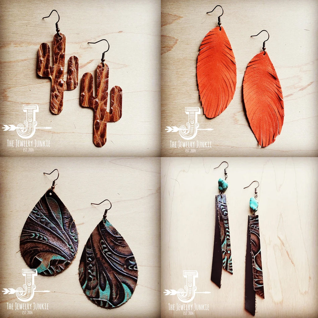 leather teardrop earrings