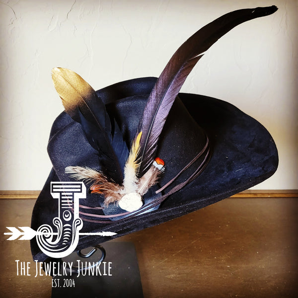 **Cowgirl Western Hat w/ Choice of Feather Hat Band-Black 982i