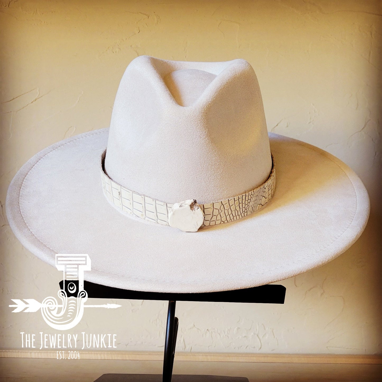 Boho Western hat with genuine leather hat band and Turquoise stone