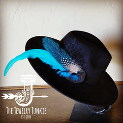 Boho Western Hat w/ Feather Tie Hat Band-Black 982p