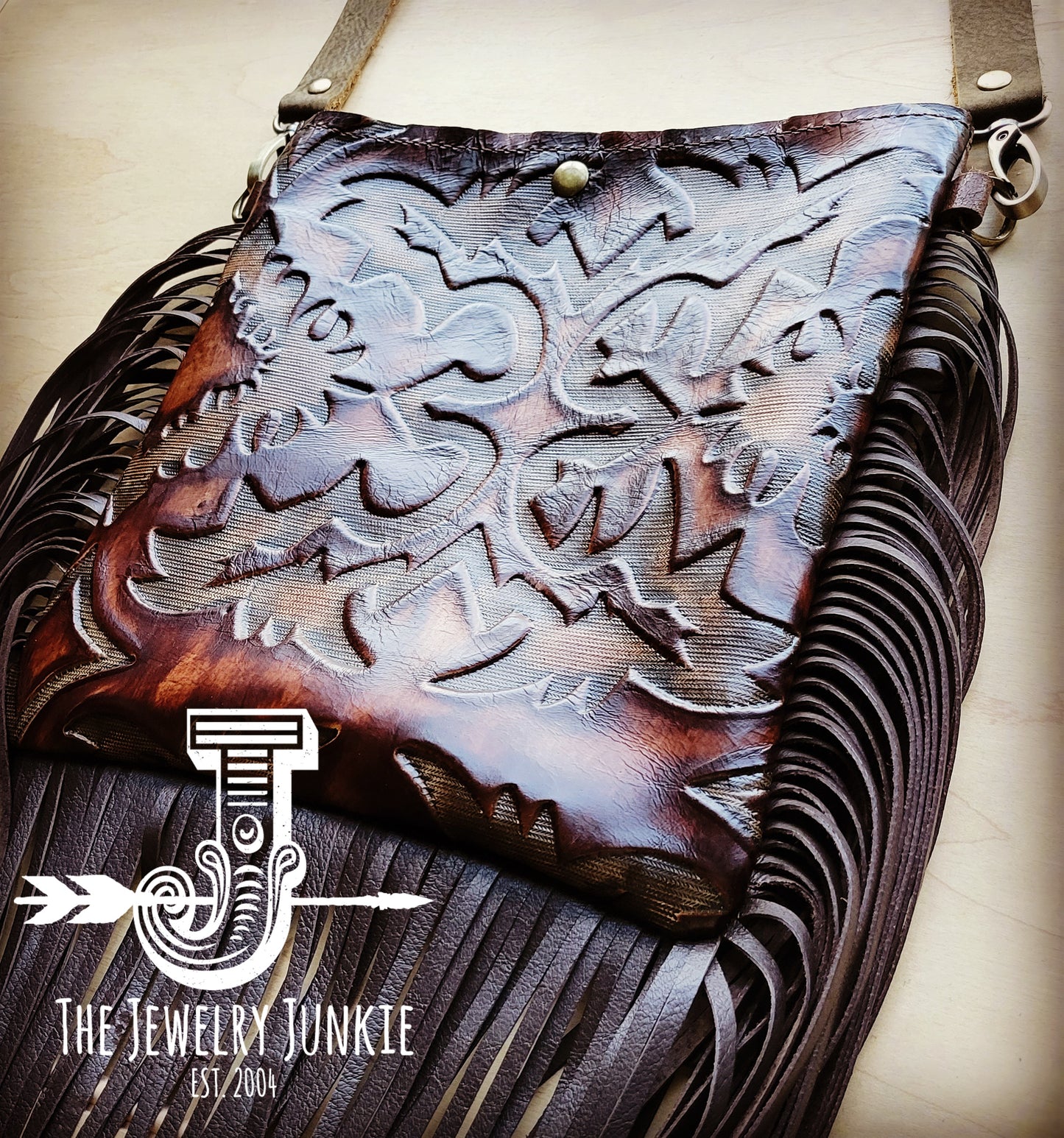 *MEDIUM Crossbody Handbag w/ Brown Laredo Leather Full Fringe 511p