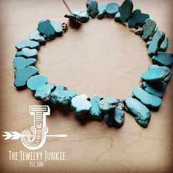 Chunky Blue Turquoise Slab Collar Necklace 256c