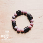 Frosted Marble Jasper and Wood Stretch Bracelet