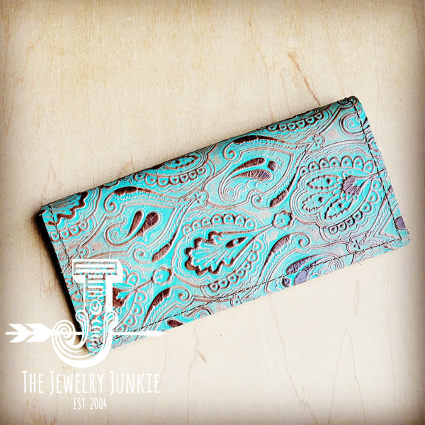 Embossed Leather Wallet-Napolis Turquoise 304p