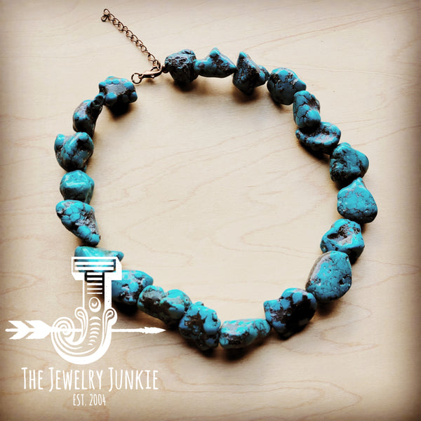 Chunky Blue Natural Turquoise Collar Length Necklace