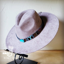 Boho Western hat with genuine leather hat band and Turquoise stone