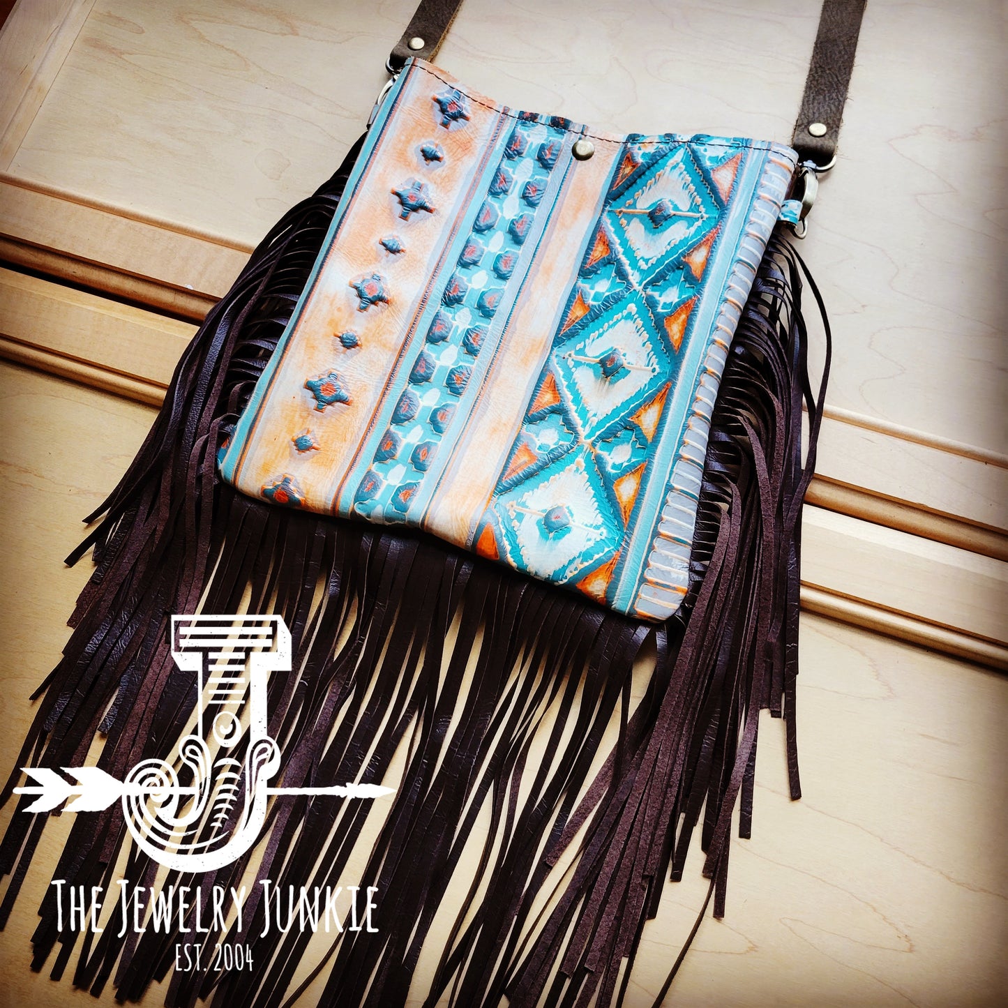 *MEDIUM Crossbody Handbag w/ Terracotta Navajo Leather Full Fringe 512g