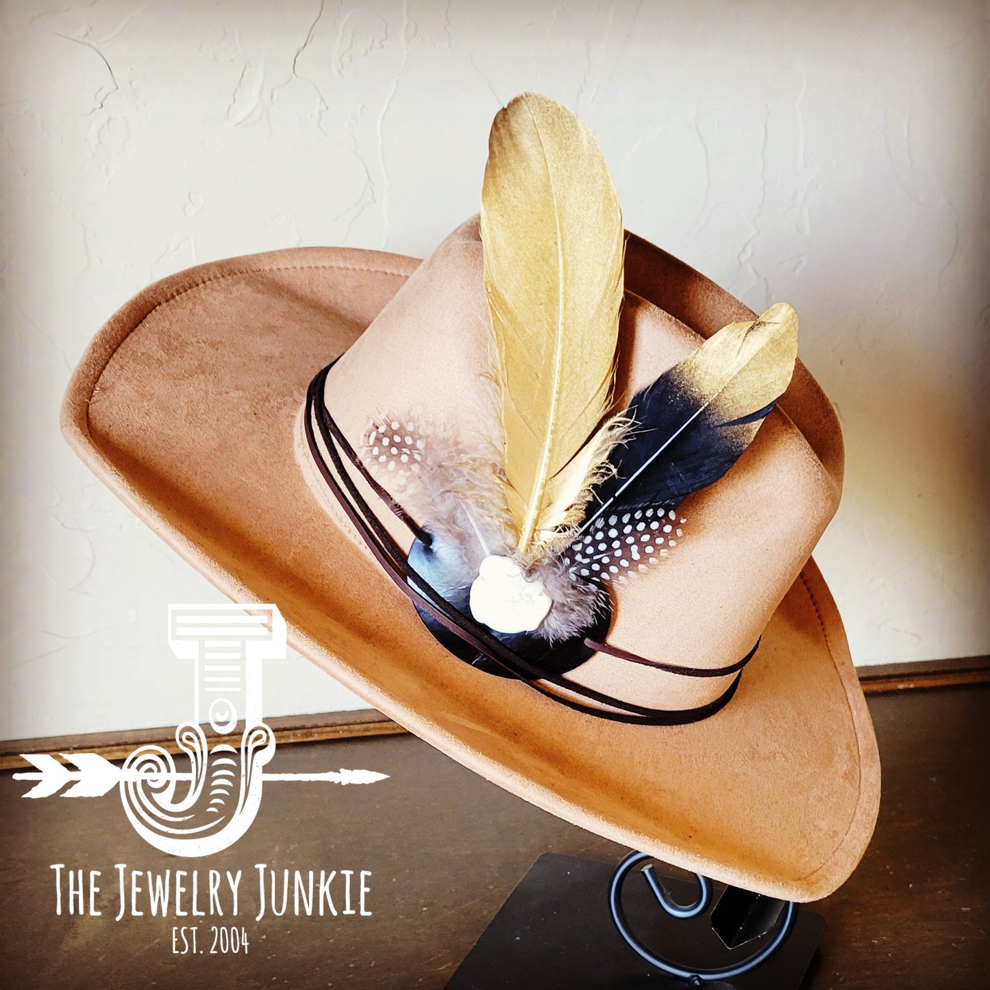 Cowgirl Western Hat w/ Choice of Feather Hat Band-Tan 982k