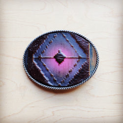 Rope Edge Magenta Navajo Leather Belt Buckle 907L