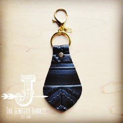 *Embossed Leather Key Chain-Black Navajo 703c