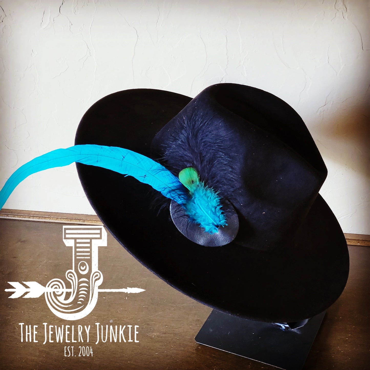 Boho Western Hat w/ Feather Tie Hat Band-Black 982p