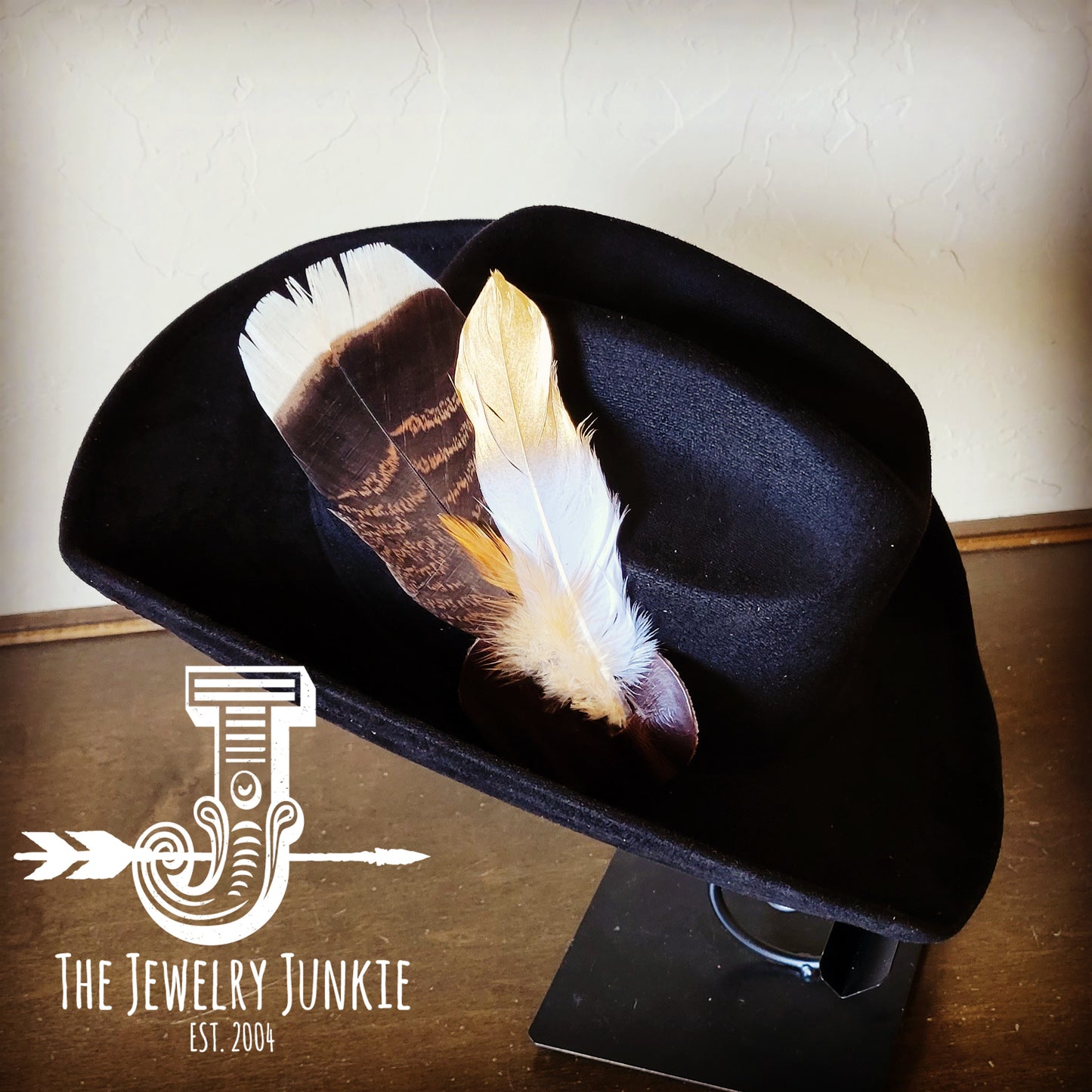 Cowgirl Western Hat w/ Feather Tie Hat Band-Black 982v