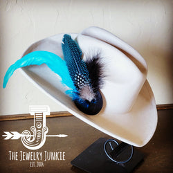 Cowgirl Western Hat w/ Feather Tie Hat Band-Bone 982w