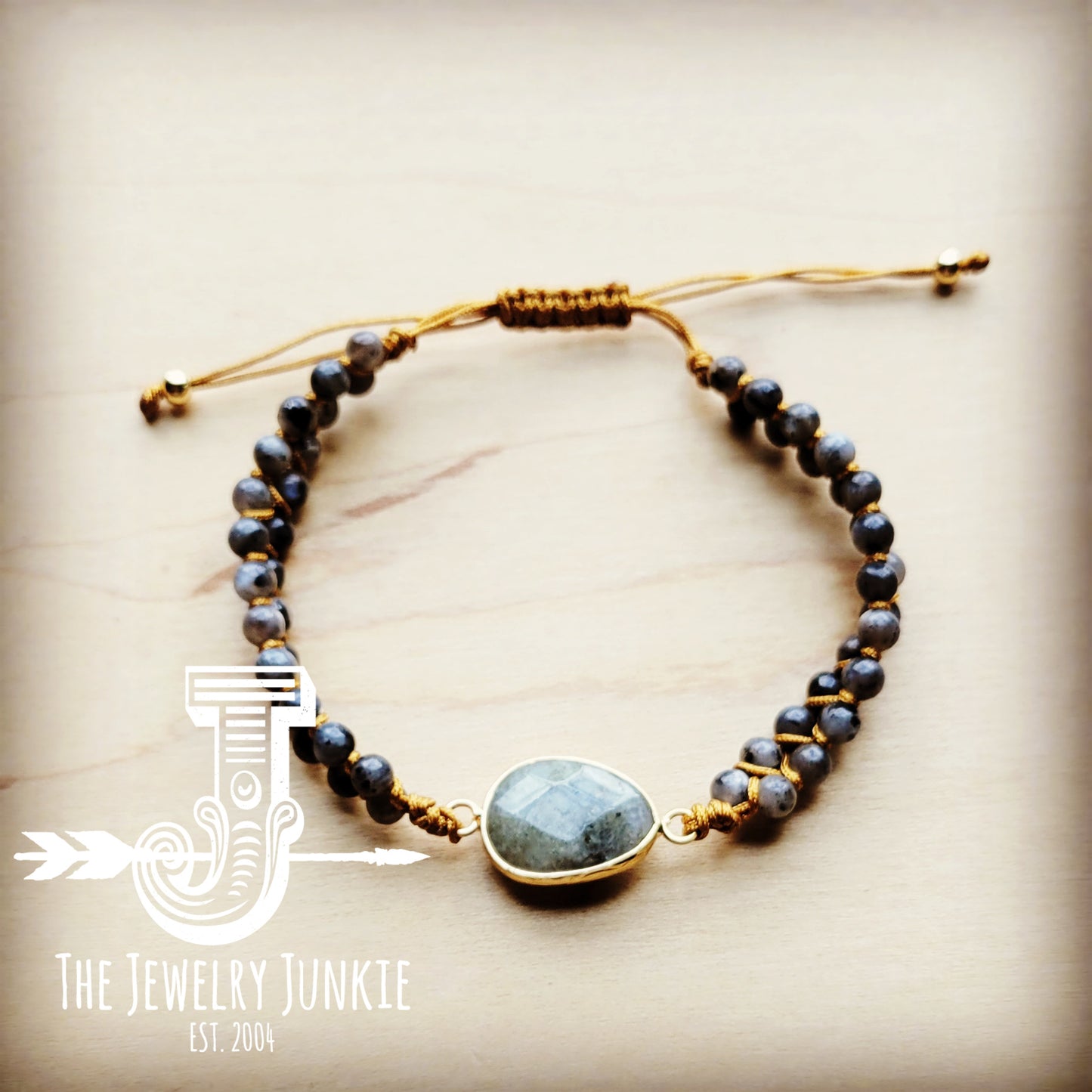 Natural Labradorite Woven Double Strand Bracelet 808c