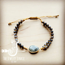 Natural Labradorite Woven Double Strand Bracelet 808c