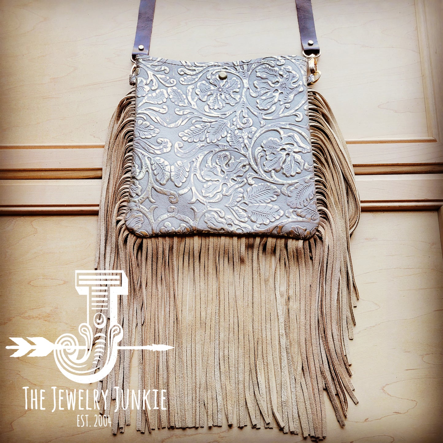 MEDIUM Crossbody Handbag w/ Gilded Cowboy Leather Full Fringe 510w