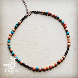 Multi-Colored Turquoise Beaded Collar Necklace 248L