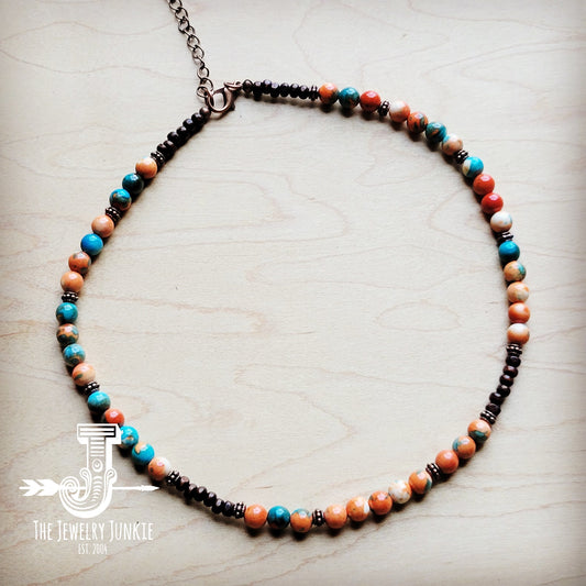 Multi-Colored Turquoise Beaded Collar Necklace 248L
