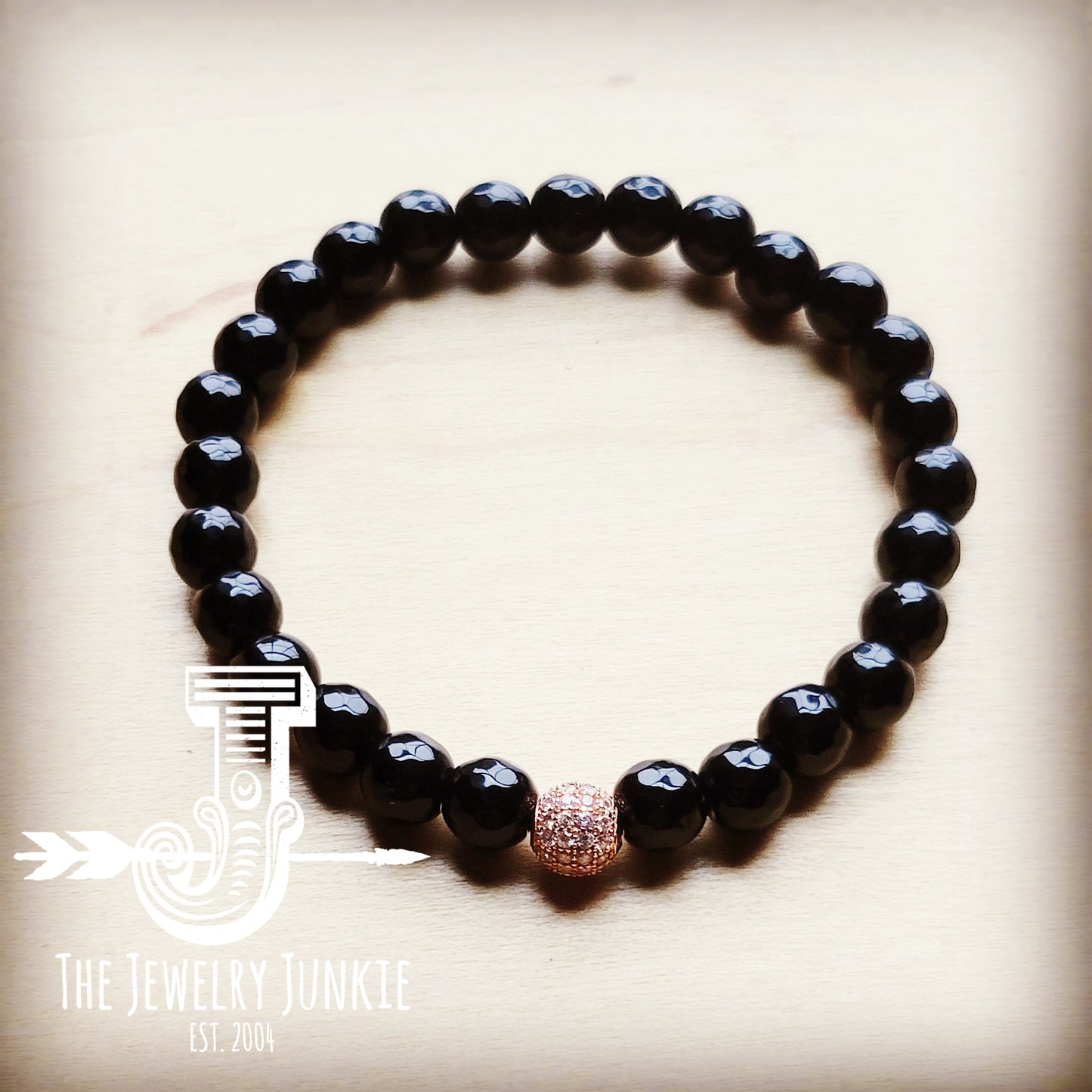 *Black Stretch Bracelet with Pave Accent 807ss