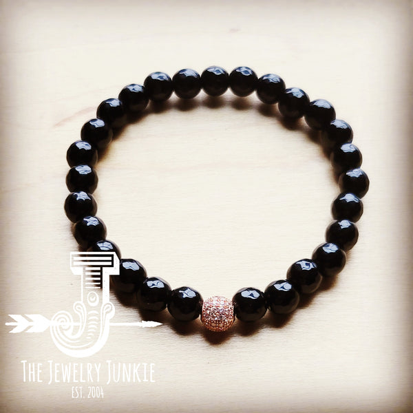 *Black Stretch Bracelet with Pave Accent 807ss