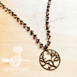**Indigo Faceted Beaded Necklace w/ Tree of Life 257k