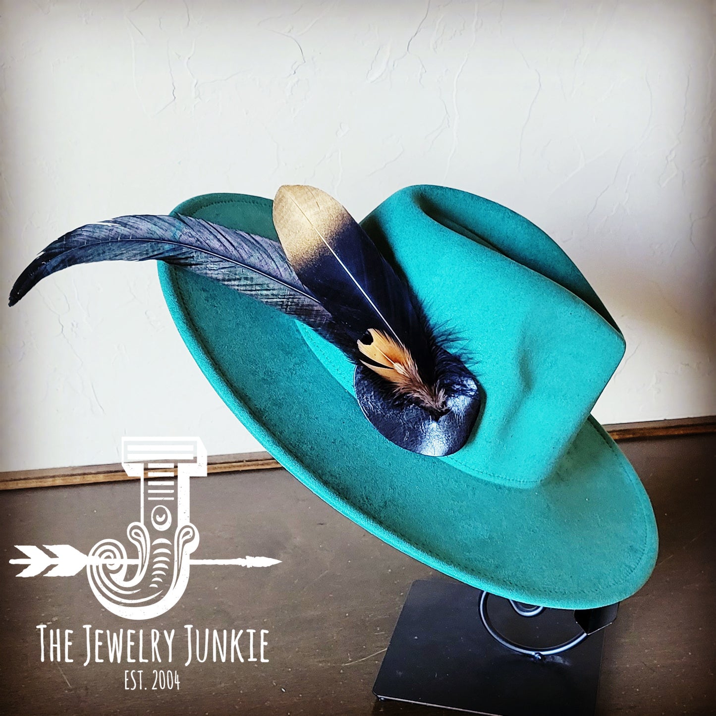 Boho Western Hat w/ Feather Tie Hat Band-Sage 982o