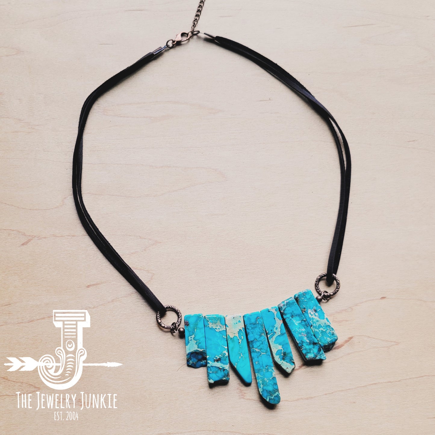Imperial Jasper Small Slab Necklace with Leather