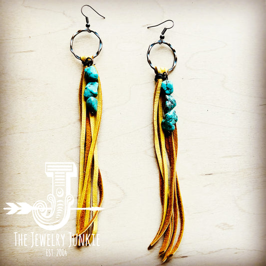 Leather Earrings  Chunks Mustard