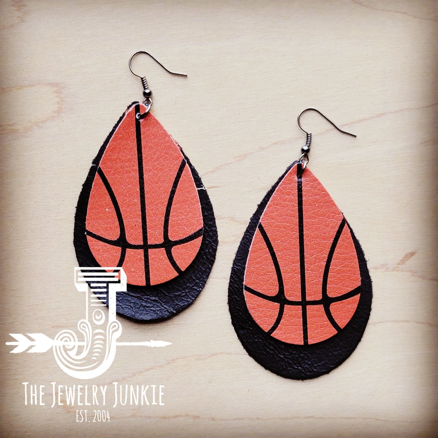 **Leather Basketball Teardrop Earring 207z