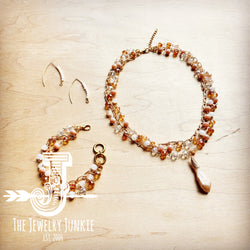 **Champagne Triple Strand Beaded Bracelet