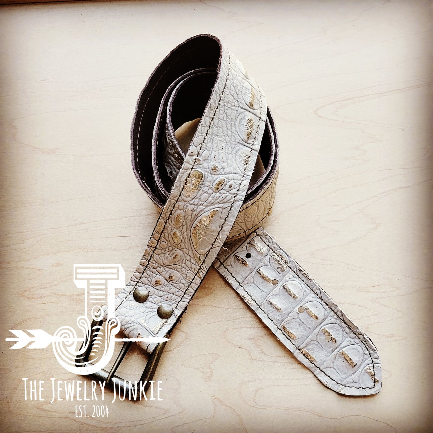 Gold Gator Embossed Genuine Leather Belt 905h