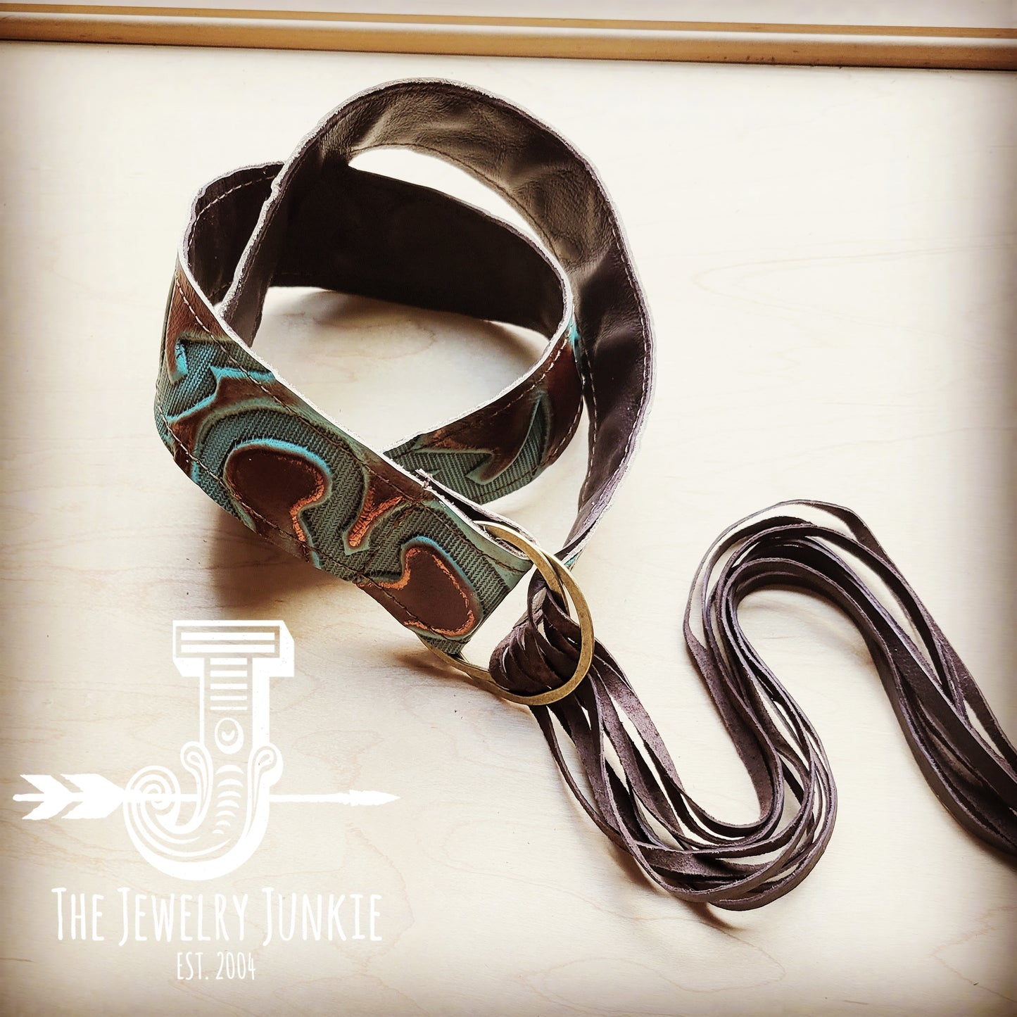 *Copper Laredo Leather Belt with Leather Fringe Closure 905j