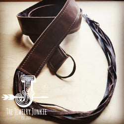 Chocolate Leather Belt with Leather Fringe Closure 905w
