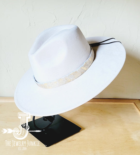 Cream & Gold Metallic Leather Hat Band Only 984e