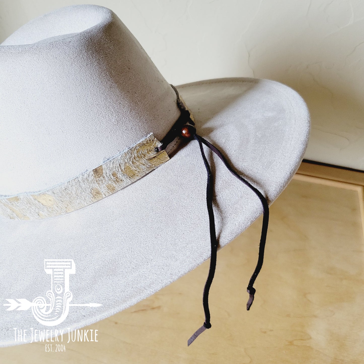 Cream & Gold Metallic Leather Hat Band Only 984e