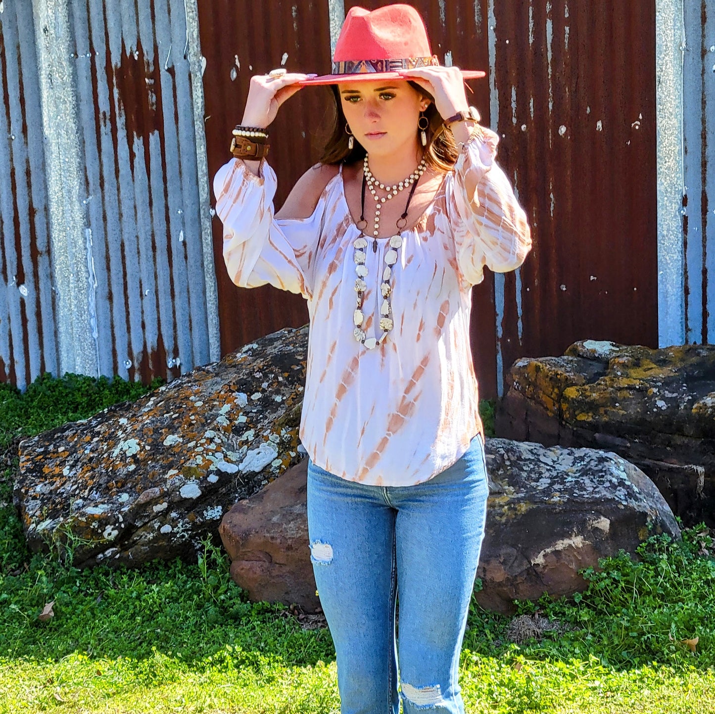 White Turquoise Slab Necklace with Leather Closure 228O
