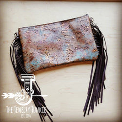 *Embossed Driftwood Tarnished Copper Leather Clutch Handbag 511w