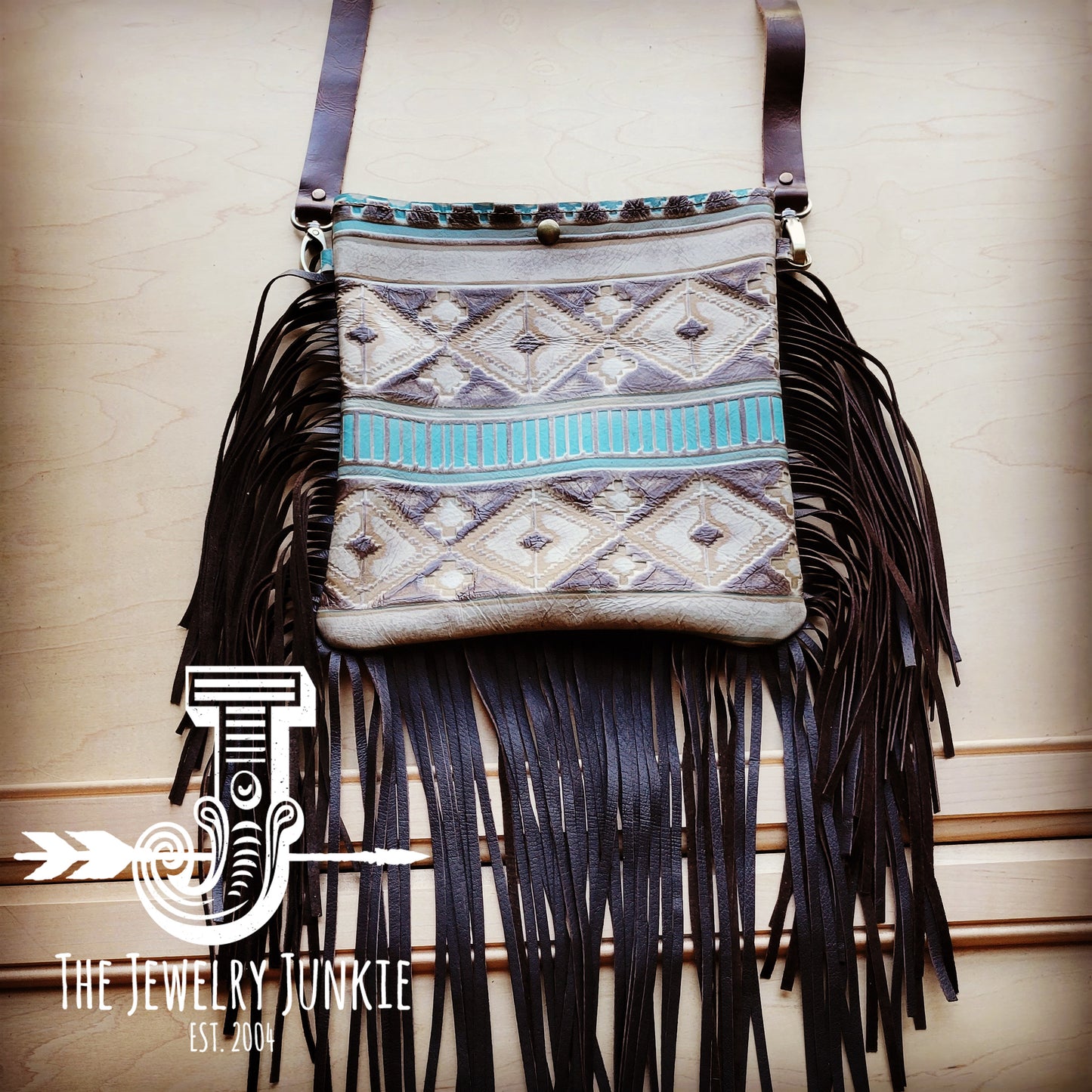**MEDIUM Crossbody Handbag w/ Sahara Navajo Leather Full Fringe 511d