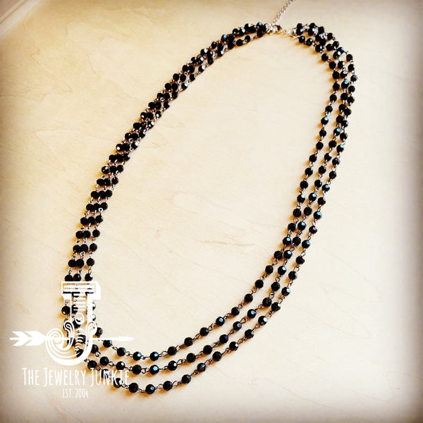 *Black Faceted Multi-Strand Layering Necklace 256n