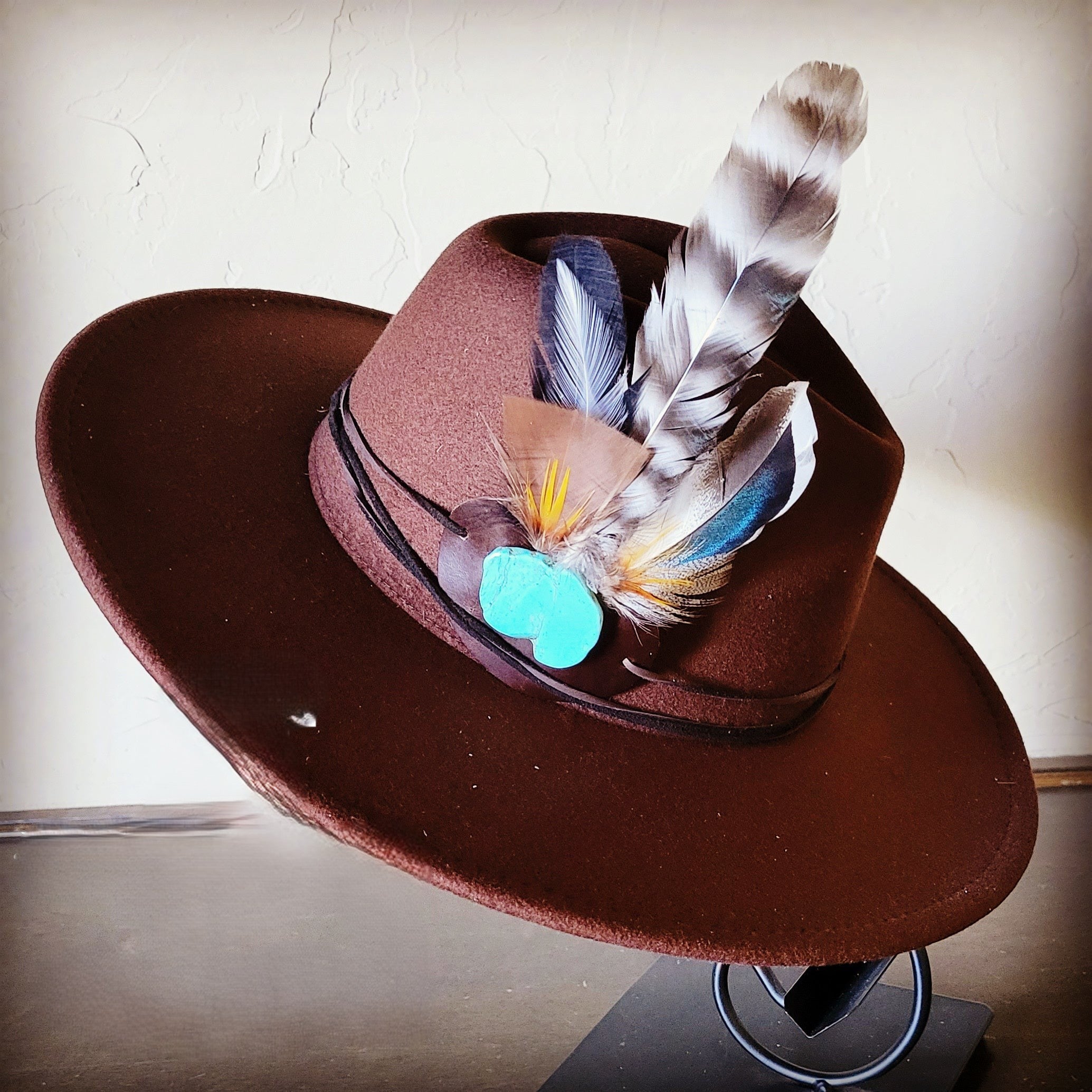 【if you have/Feather Hat】 Embossed Leather Hat Band- Women's Leather Hat Band Online