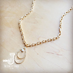 Matte Gold Necklace w/ Matte Gold Pearl Pendant 259o