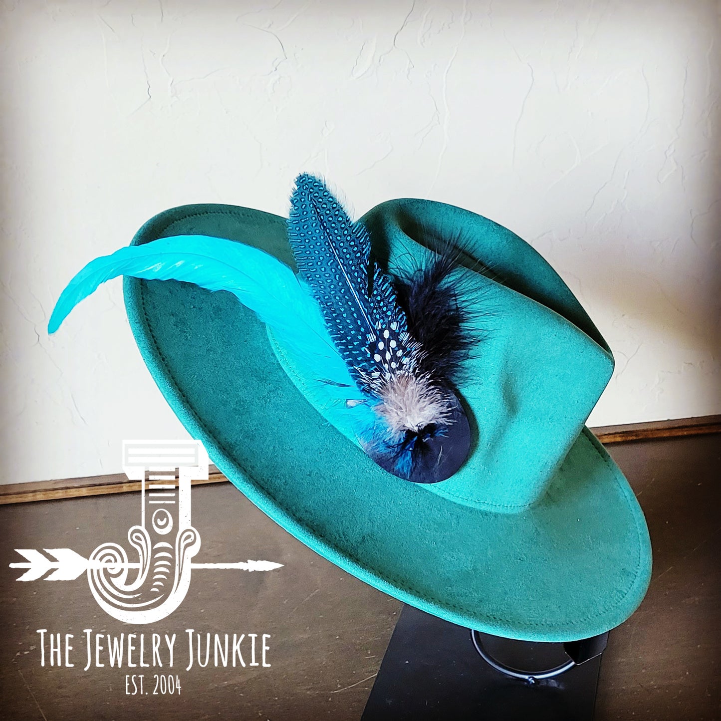Boho Western Hat w/ Feather Tie Hat Band-Sage 982o
