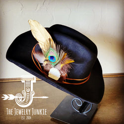 Cowgirl Western Hat w/ Choice of Feather Hat Band-Black 982i