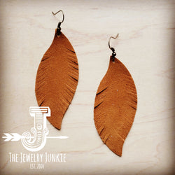 **Tan Feather Suede Earrings-Medium 202e