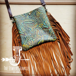 MEDIUM Crossbody Handbag w/ Dallas Turquoise Leather Full Fringe 510v