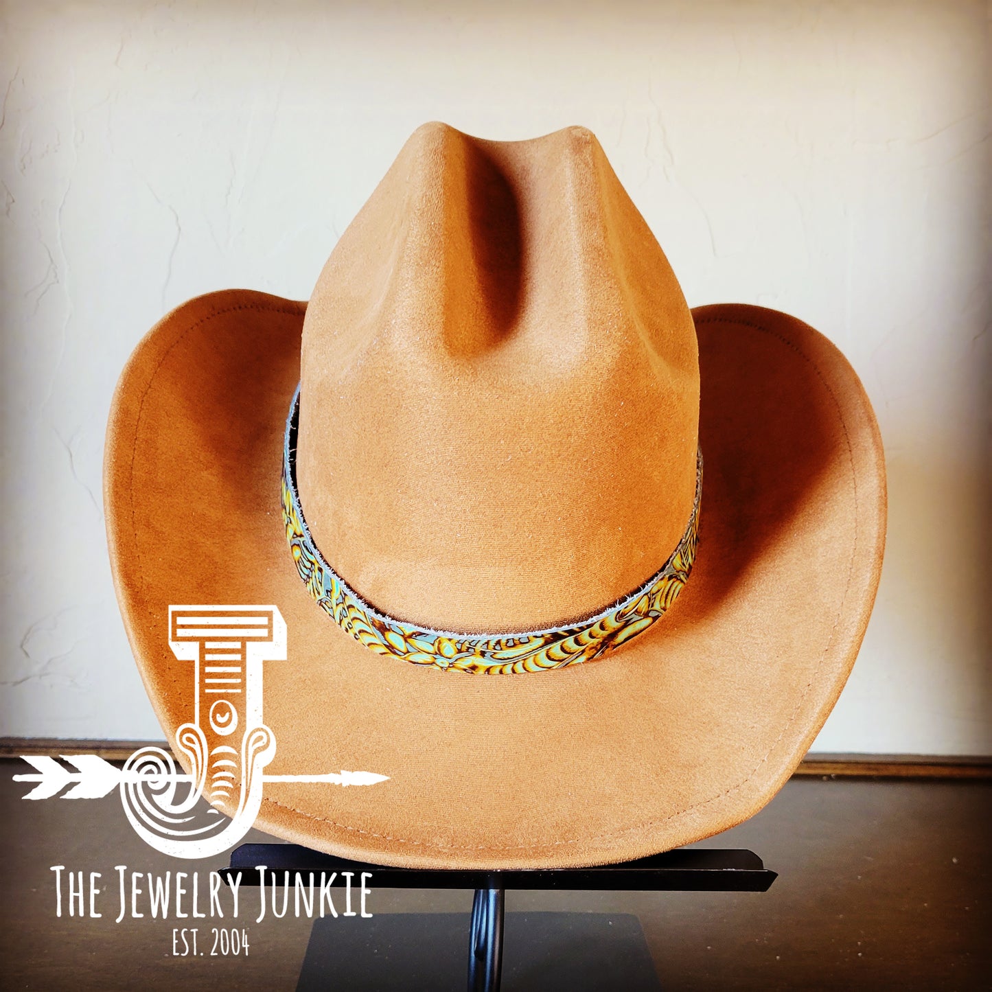 Cowgirl Western Felt Hat w/ Choice of Genuine Leather Hat Band-Tan 980e
