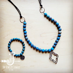 Blue Chrysocolla Stretch Bracelet w/ Coin